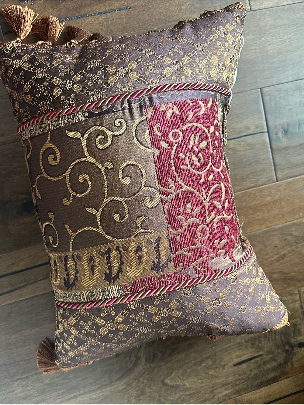 Croscill Galleria Red Boudoir Pillow with beaded tassels